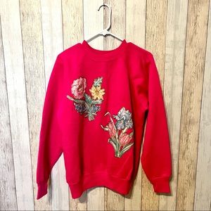 Vintage 80s/90s Floral Appliqué Puff Paint Crewneck
